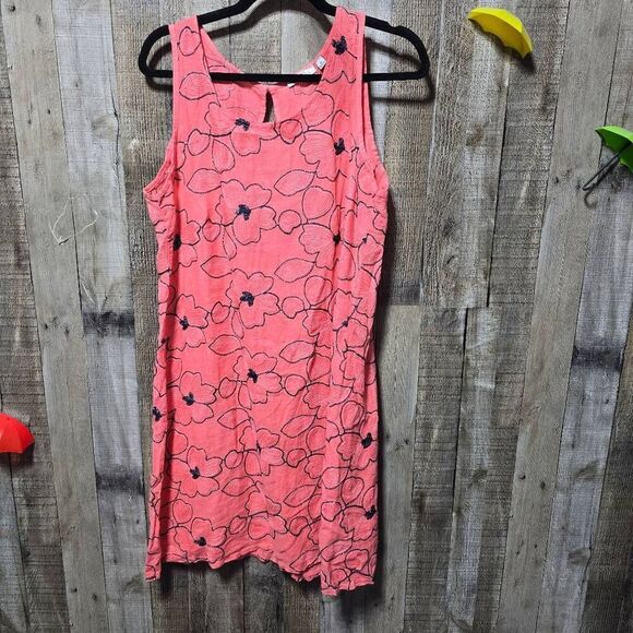 VASNA Women’s Coral Linen Sheath Dress - Picture 1 of 4